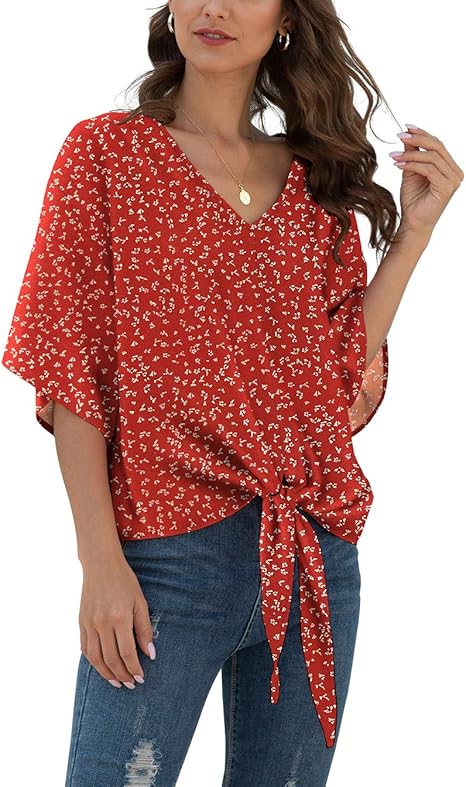  Womens Tie Front Chiffon