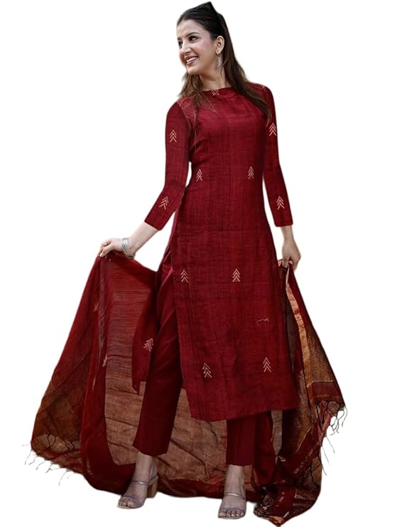 Pure Cotton Maroon Kurta