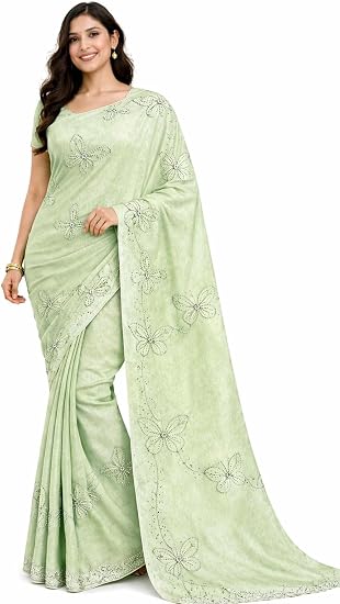 Net Embroidery work Saree