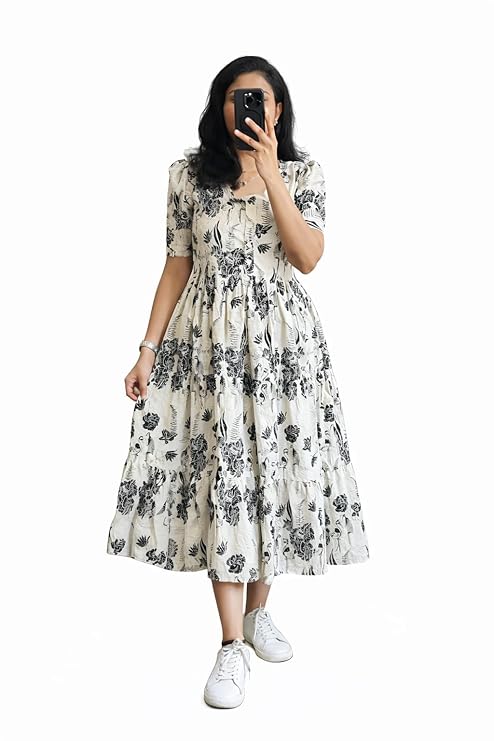 Bandhani Print Tiered Maxi Dress